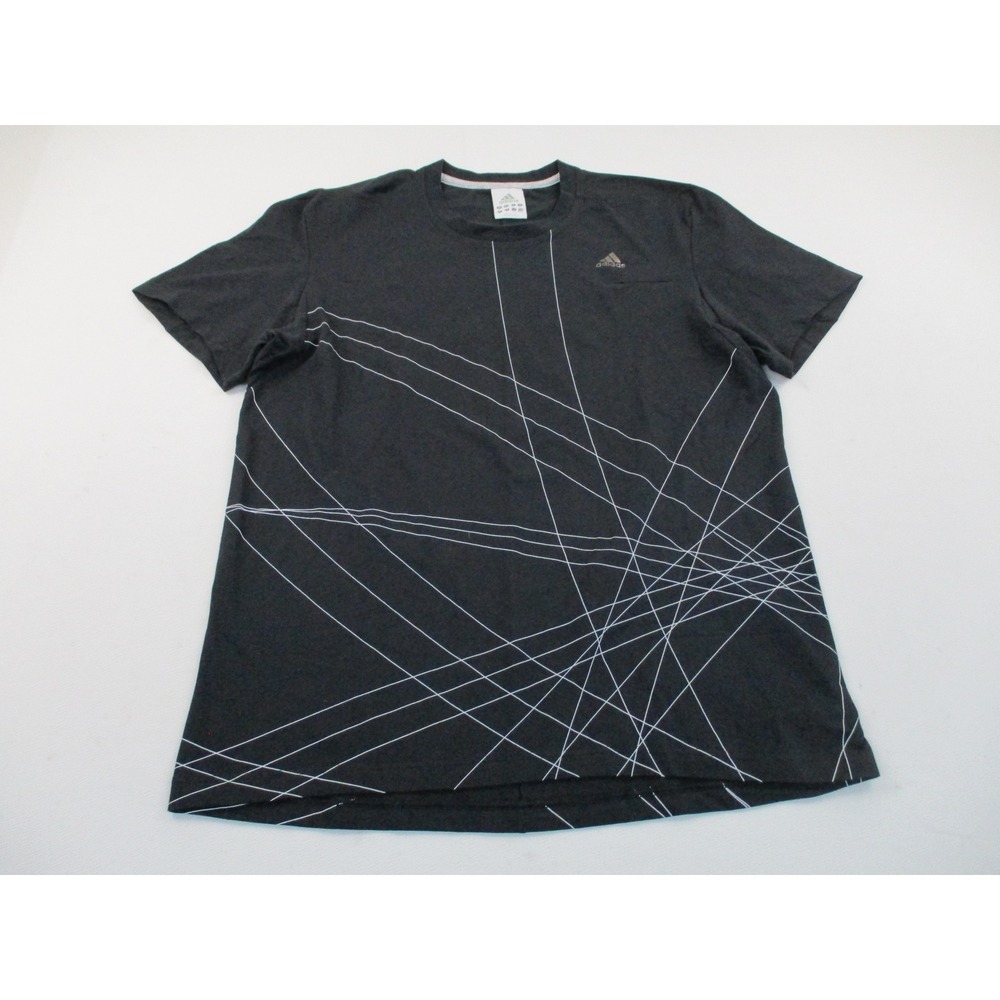 Adidas Graphic Shirt Mens XL Black White Geometric Lines Logo Sportswear T9361